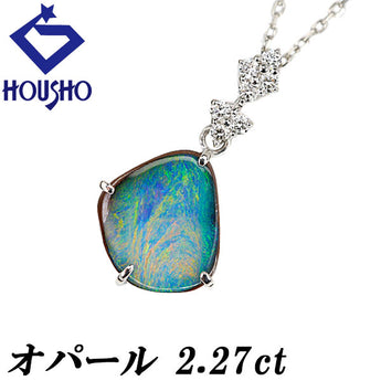 Boulder Opal Necklace Diamond Pt900 Pt950 [Used] [124291]