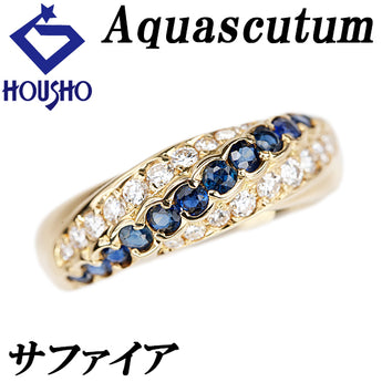 アクアスキュータム サファイア リング ダイヤモンド K18イエローゴールド Aquascutum ツイスト メンズ ユニセックス【中古】【124304】