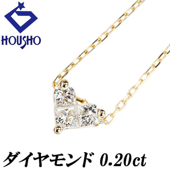 Diamond necklace, K18 yellow gold, heart, delicate [Used] [124307]