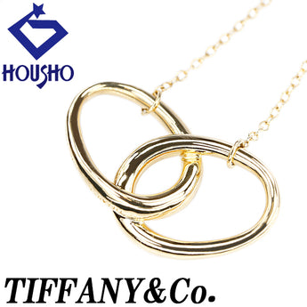 Tiffany Double Loop Necklace K18 Yellow Gold TIFFANY&amp;Co. Elsa Peretti Circle Openwork Base Metal Only No Stones [Used] [124311]