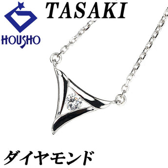 TASAKI Diamond Necklace Pt850 TASAKI Single Stone Triangle Openwork [Used] [124316]