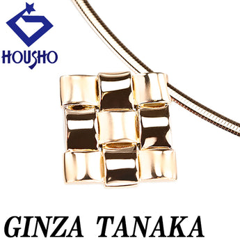 ギンザタナカ 田中貴金属 ネックレス K18ピンクゴールド Pt900 GINZA TANAKA リバーシブル 2way オメガ スクエア 四角 梨地 マット ツヤ消し 地金のみ 石なし【中古】【124323】