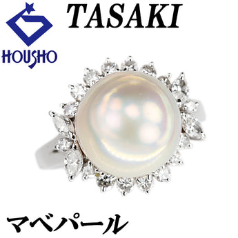 タサキ 田崎真珠 マベパール リング ダイヤモンド Pt900 TASAKI【中古】【124349】