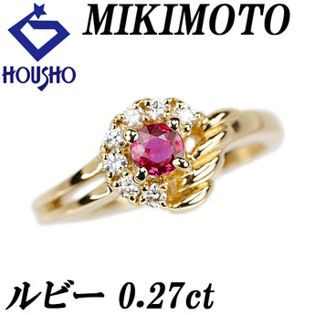 ミキモト ルビー リング  ダイヤモンド K18イエローゴールド MIKIMOTO【中古】【124368】