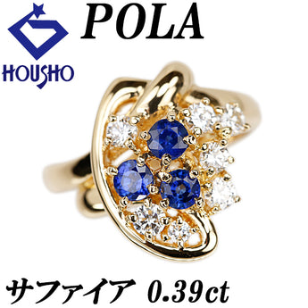 POLA Blue Sapphire Ring Diamond K18 Yellow Gold POLA [Used] [124370]