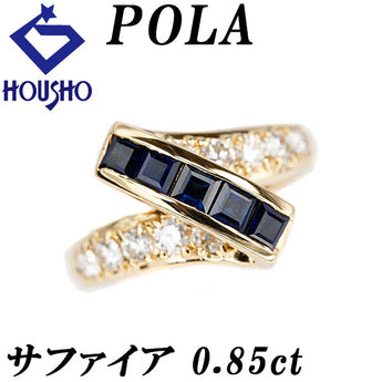 POLA Sapphire Ring Diamond K18 Yellow Gold POLA [Used] [125103]