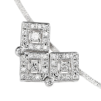 TASAKI Diamond Necklace K18 White Gold TASAKI 2-way 3-row irregular cut fancy cut princess cut square [Used] [125110]