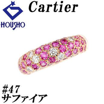 Cartier Pink Sapphire Mimi Star Ring Diamond K18 Pink Gold CARTIER #47 Pavé [Used] [125195]
