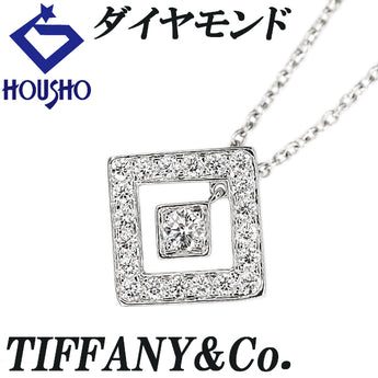 Tiffany Diamond Open Square Necklace Pt950 TIFFANY&amp;Co. Square Openwork [Used] [125372]
