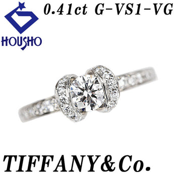 Tiffany Diamond Ribbon Ring Diamond Pt950 TIFFANY&amp;Co. Certificate of Authenticity Graded [Used] [125375]