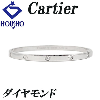 Cartier Diamond Love Bangle K18 White Gold CARTIER Bracelet 10P #16 Full Diamond [Used] [125465]