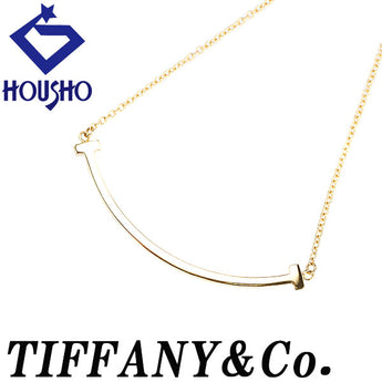 Tiffany T Smile Necklace K18 Yellow Gold TIFFANY&amp;Co. Curve Base Metal Only No Stones [Used] [125478]