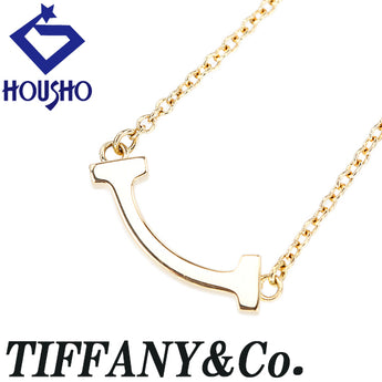 Tiffany T Smile Necklace K18 Yellow Gold TIFFANY&amp;Co. Curve Mini Base Metal Only No Stones [Used] [125479]