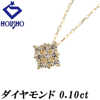 Diamond necklace, K18 yellow gold, square, delicate [Used] [125499]