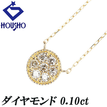 Diamond necklace, K18 yellow gold, delicate pave, milgrain, milgrain [Used] [125500]