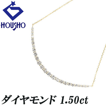 Diamond necklace, K18 yellow gold, curved arch [Used] [125501]
