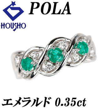 POLA Emerald Ring Diamond Pt900 POLA Twist Openwork [Used] [125510]