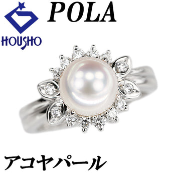 POLA Akoya pearl ring, diamond, Pt900 POLA [Used] [125512]
