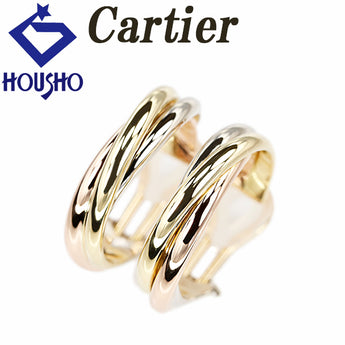 Cartier Trinity Earrings, K18 Yellow Gold, K18 White Gold, K18 Pink Gold, CARTIER, Three-Color Gold Hoop, Base Metal Only, No Stones [Used] [127682]