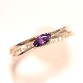 アレキサンドライト リング  ダイヤモンド Pt900 3連風 重ね付け風【中古】【900035】