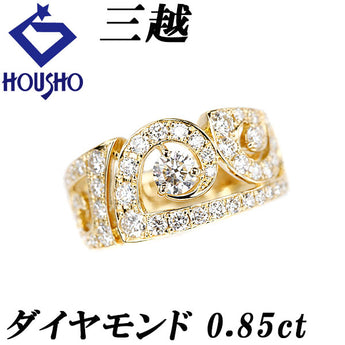 Mitsukoshi Diamond Ring K18 Yellow Gold MITSUKOSHI Openwork Wide Thick [Used] [900053]