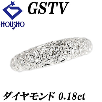 ジーエスティービー ダイヤモンド リング  Pt1000 GSTV アラベスク 唐草 ミルグレイン ミル打ち メンズ ユニセックス【中古】【900055】