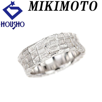 ミキモト リング K18ホワイトゴールド MIKIMOTO チェック 格子 ツヤ消し マット 地金のみ 石なし【中古】【900084】