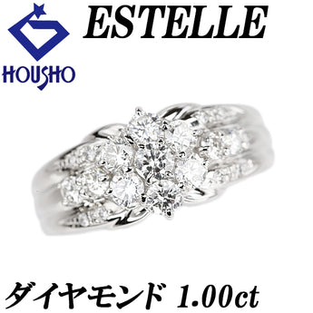 エステール ダイヤモンド リング  Pt900 ESTELLE 花 フラワー 植物 ボタニカル【中古】【900087】