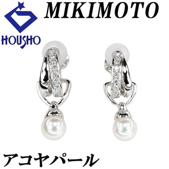 MIKIMOTO Akoya pearl earrings, diamond, K18 white gold, MIKIMOTO multi-way, star, hoop [used] [900095]