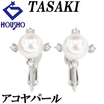 TASAKI Akoya Pearl Earrings Diamond K18 White Gold [Used] [900096]