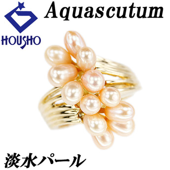 Aquascutum Freshwater Pearl Ring K18 Yellow Gold Aquascutum [Used] [900100]