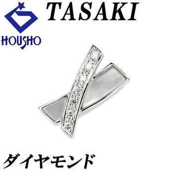 タサキ 田崎真珠 ダイヤモンド ペンダントトップ  シェル K18ホワイトゴールド TASAKI クロス 【中古】【900113】