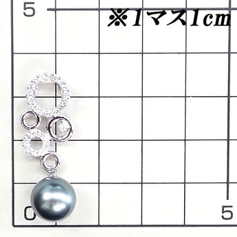 黒蝶真珠(南洋真珠) ペンダントトップ ダイヤモンド K18ホワイトゴールド 透かし サークル ラウンド 円【中古】【900115】
