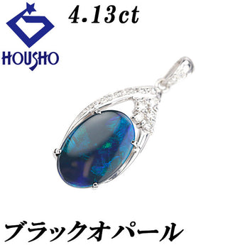 ブラックオパール ペンダントトップ  ダイヤモンド K18ホワイトゴールド【中古】【900119】