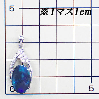 ブラックオパール ペンダントトップ  ダイヤモンド K18ホワイトゴールド【中古】【900119】