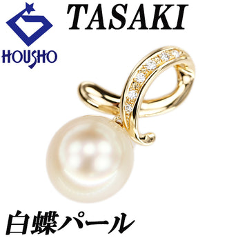 TASAKI Tasaki Pearl White South Sea Pearl Pendant Top Diamond K18 Yellow Gold TASAKI [Used] [900124]