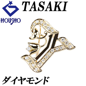 タサキ 田崎真珠 ダイヤモンド ブローチ  K18イエローゴールド TASAKI 2way ペンダントトップ イニシャル Y アルファベット 頭文字 英語 花 フラワー【中古】【900137】