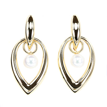 MIKIMOTO Akoya pearl earrings, diamond, K18 yellow gold, MIKIMOTO, multi-way, drop, teardrop, swaying [used] [900160]
