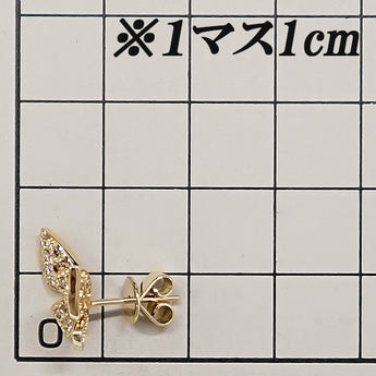 ダイヤモンド ピアス  K18イエローゴールド K18ホワイトゴールド 蝶 チョウ バタフライ パピヨン 昆虫 動物 アニマル パヴェ【中古】【900162】