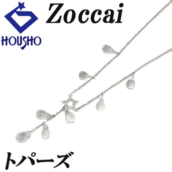 ゾッカイ トパーズ ネックレス ダイヤモンド K18ホワイトゴールド Zoccai 星 スター ドロップ 雫 しずく 涙 なみだ 揺れる【中古】【900170】