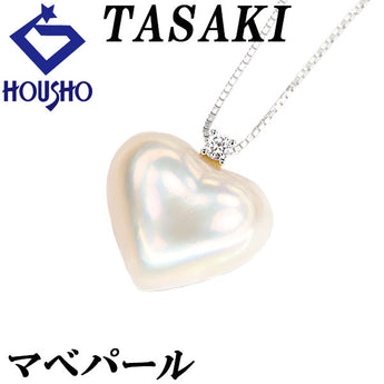 タサキ 田崎真珠 マベパール ネックレス ダイヤモンド K18ホワイトゴールド TASAKI ハート【中古】【900197】