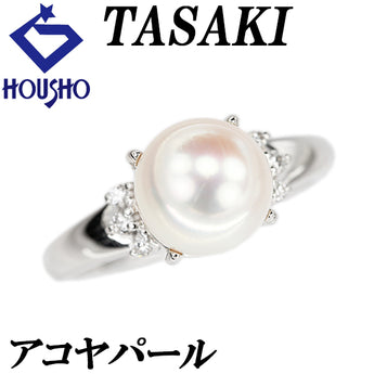 タサキ 田崎真珠 アコヤ真珠 リング ダイヤモンド Pt900 TASAKI【中古】【900213】