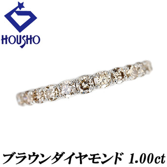 Brown diamond ring Pt950 half eternity 3/4 eternity [Used] [900214]