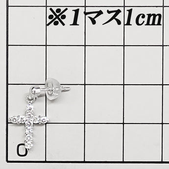 ダイヤモンド ピアス  K18ホワイトゴールド クロス 十字 揺れる【中古】【900236】