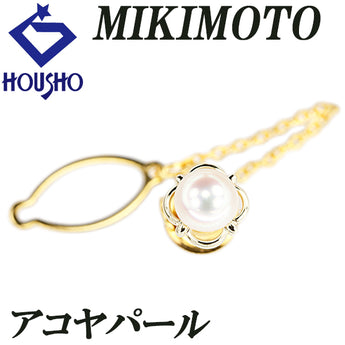ミキモト アコヤ真珠 ブローチ K14イエローゴールド MIKIMOTO 一粒パール ピンブローチ 花 フラワー【中古】【900246】