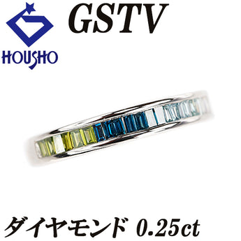ジーエスティービー ダイヤモンド リング  K18ホワイトゴールド GSTV ハーフエタニティ テーパーカット 変形カット ファンシーカット【中古】【900281】