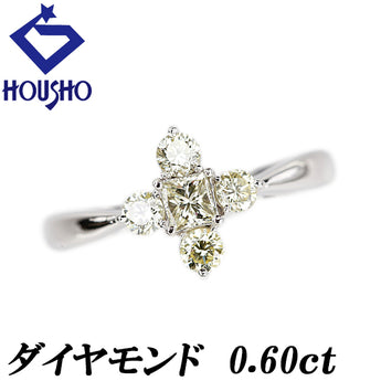 イエローダイヤモンド リング  K18ホワイトゴールド クロス 十字【中古】【900286】