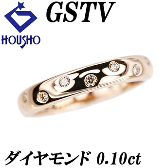ジーエスティービー ダイヤモンド リング  K18ピンクゴールド GSTV ドット 水玉【中古】【900290】