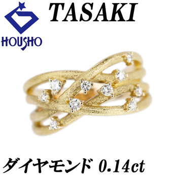 TASAKI Diamond Ring, K18 Yellow Gold, Matte Texture, Openwork [Used] [900323]