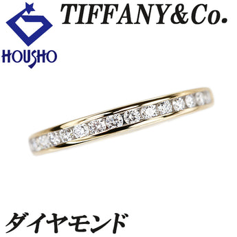 Tiffany Diamond Ring, K18 Yellow Gold, TIFFANY&amp;Co., Channel Setting, Half Eternity, Single Letter Band Ring, [Used] [900325]